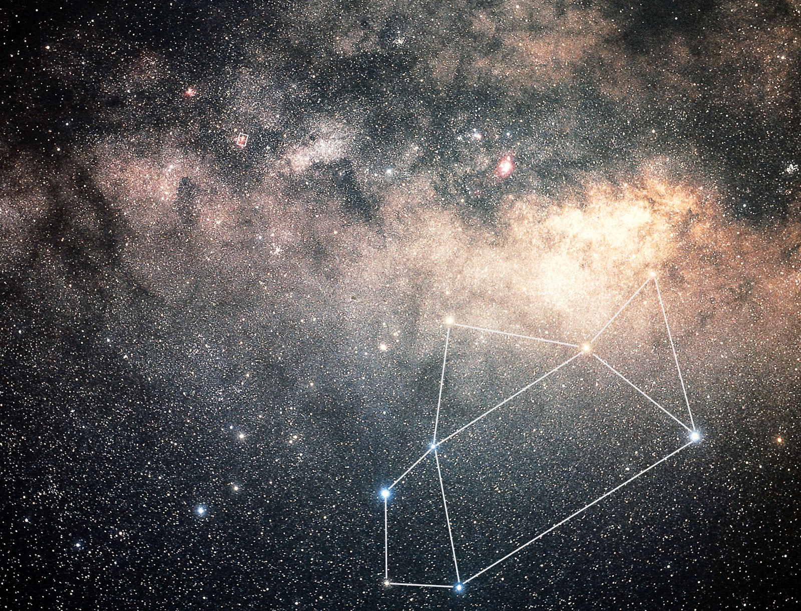 Nyilas – Sagittarius constellation (Fujii image) — csillagalakzattal jelölt égboltfotó